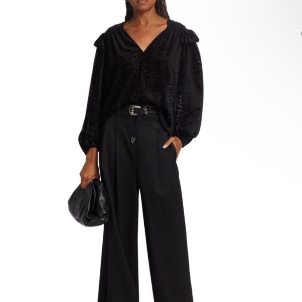 Tanya Taylor | Lucy Devore Velvet Burnout Pullover Top In Black | Xs